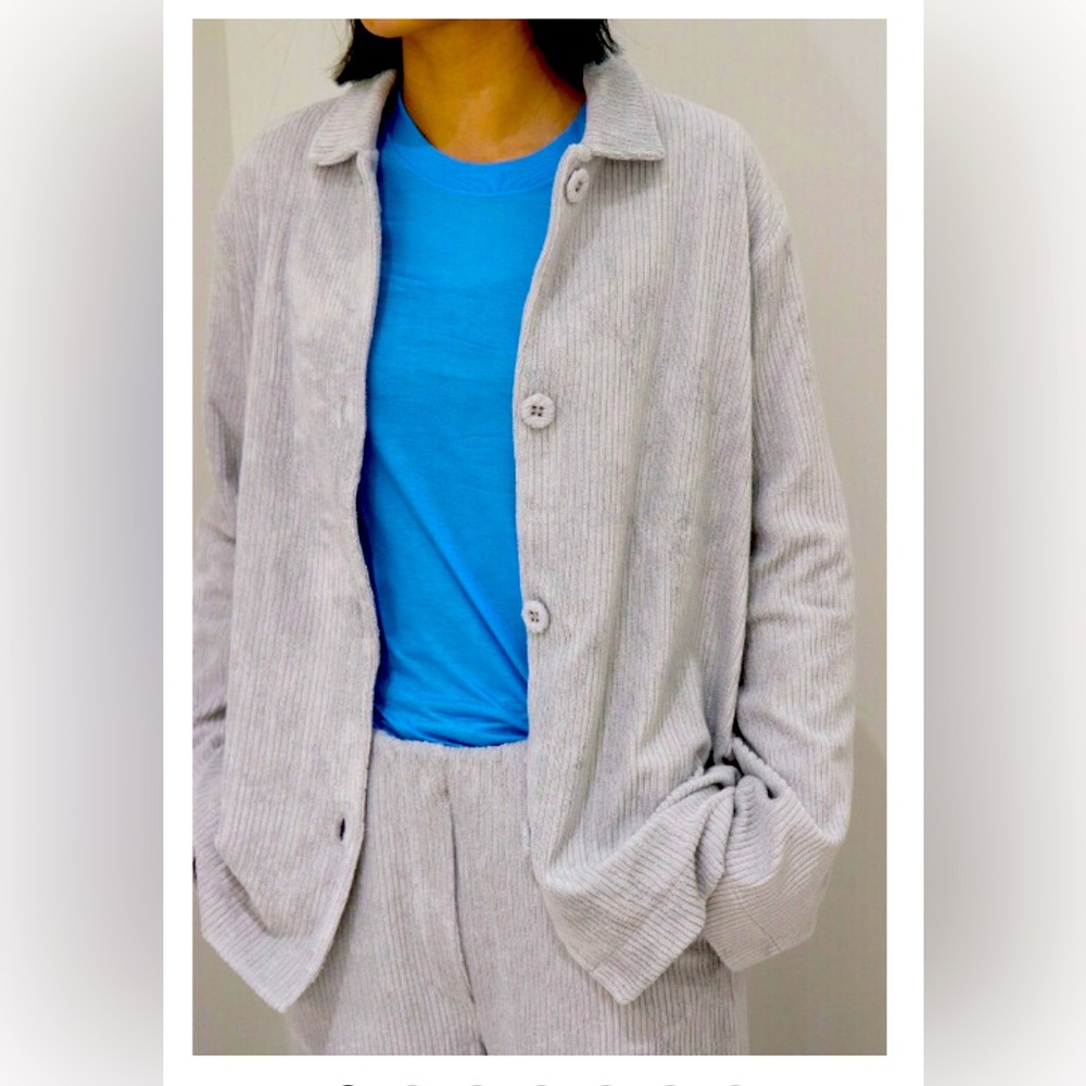Baserange x Amelie Pichard Gray Corduroy Button Up Shirt (Size: Medium)